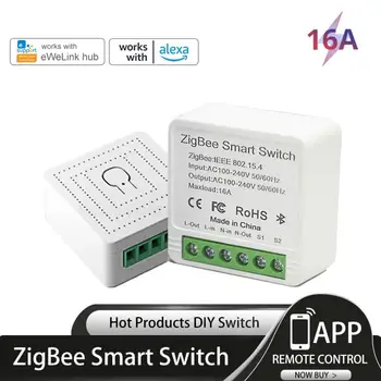 Zigbee 16A MINI Smart Switch, автоматический выключатель, поддержка 2-позиционного таймера управления, беспроводной переключатель Работает с Alexa Google Home