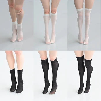 Эластичность 1/6 женщины-солдата, черные/белые полупрозрачные короткие носки, Длинные чулки, подходят для 12-дюймовой фигурки для фанатов DIY