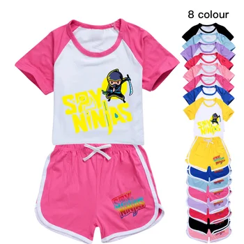 Новый комплект летней одежды Для девочек И мальчиков SPY NINJAS, Детская Спортивная футболка + Брюки, Комплект из 2 предметов, Детская одежда, Удобные наряды, Пижамы