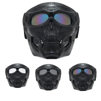 Шлем-маска Skull Horror, мотоциклетные очки для бездорожья, спортивная маска для верховой езды, открытый мотоциклетный шлем, крутая маска-череп с защитными очками