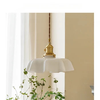 Французская кремовая люстра стеклянная ретро латунная эркерная панель романтический балкон прикроватная лампа