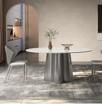 Итальянский круглый стол с поворотным столом, современная роскошь, высококачественная импортная круглая каменная плита обеденный стол и стул для домашнего хозяйства сша