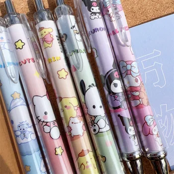 Sanrio Kawaii Hello Kitty Гелевая Ручка Strawberry Cinnamoroll Kuromi Melody Студенческие Канцелярские Ручки 0,5 Черная Экзаменационная Ручка Подарки