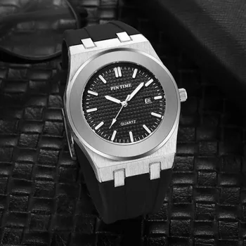 Спортивные часы PINTIME от ведущего бренда, силиконовый хронограф, модные Роскошные кварцевые военные золотые наручные часы для мужчин Relogio Masculino