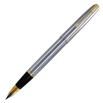 Классическая авторучка с вакуумным наполнением Wingsung 601, высококачественный корпус из нержавеющей стали, перо F0,5 мм, Офисные Школьные Чернильные ручки для письма