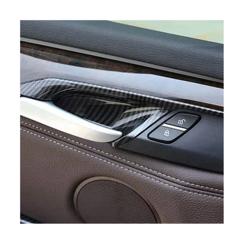 4ШТ Внутренняя Дверная Ручка Автомобиля Накладка Чаши для BMW X5 F15 X6 F16 2014-2018 Рамка Панели Подлокотника Декоративная Наклейка Carbon