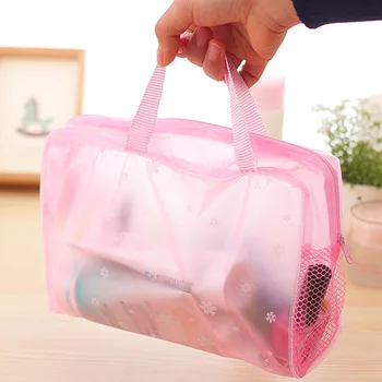 Водонепроницаемая косметичка из ПВХ для хранения косметики для женщин, прозрачная сумка для мытья с цветочным рисунком, креативная сумка для домашнего выхода, сжатая сумка для душа