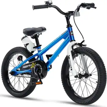 Велосипед для фристайла 18 дюймов для девочек и мальчиков Синего цвета с подставкой для ног