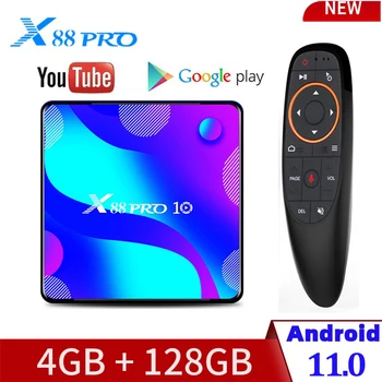 2022 X88 PRO 10 Smart TV Box Android 11,0 4 ГБ 64 ГБ Rockchip RK3318 5G Wifi 4K Google Player Store Youtube телеприставка