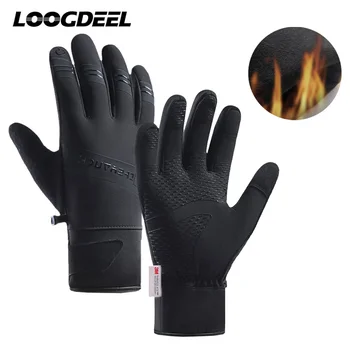 Лыжные перчатки Loogdeel, мужские противоскользящие перчатки с сенсорным экраном, Спорт на открытом воздухе, Бег, езда на велосипеде, перчатки на полный палец, тепло, ветрозащитный, Водонепроницаемый