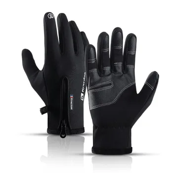 Зимние мужские Женские перчатки, сенсорные водонепроницаемые велосипедные перчатки, мужские спортивные перчатки для занятий спортом на открытом воздухе, теплые флисовые лыжные перчатки для бега