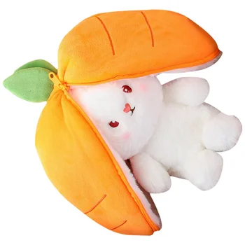 Плюшевая игрушка, Кролик Прячет морковку, игрушки для девочек, Клубника, креативная набивка из полипропиленового хлопка для ребенка
