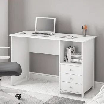 Современный письменный стол Techni Mobili с 3 ящиками для хранения, белый