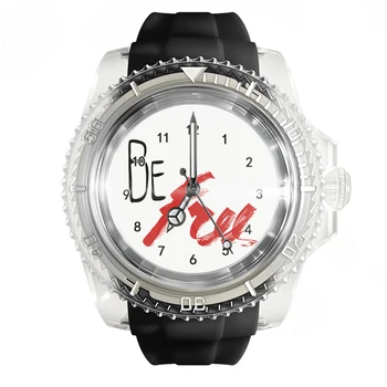 Новые модные прозрачные силиконовые черные часы с красочным буквенным рисунком, мужские и женские кварцевые спортивные наручные часы