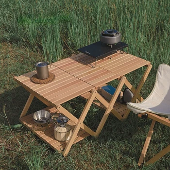 Уличный стол, многофункциональный складной стол из массива дерева, Удобный стол для хранения, кемпинг, Устойчивая нагрузка Для кемпинга