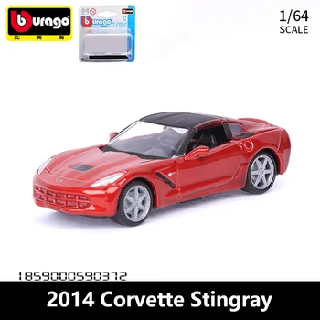 Bburago 1/64 2014 Corvette Stingray Сплавная Модель Мини-Автомобиля, Изготовленная на Заказ, и Детские Игрушки, Транспортные Средства, Карманные Украшения Для Автомобилей, Подарки Для Детей