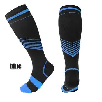 Спортивные носки для активного отдыха, поддерживающие мышцы, компрессионные носки унисекс, длинные носки в полоску, дышащие утягивающие чулки, удобные 1 пара