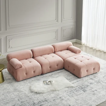 Бархатный модульный секционный диван, дизайн с пуговицами и комбинация 