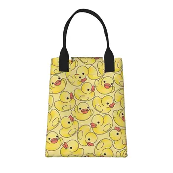 Little Yellow Ducks, большая модная сумка для покупок с ручками, многоразовая хозяйственная сумка из прочной винтажной хлопчатобумажной ткани