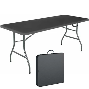 Cosco 6-футовый черный Походный столик на открытом воздухе, Раскладной чемодан, Портативный складной столик