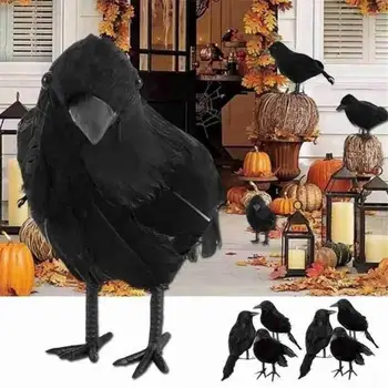 2шт Хэллоуин, модель животного Черного Ворона, украшение для вечеринки, реквизит для Ворона, Страшные принадлежности, украшения для Хэллоуина для дома