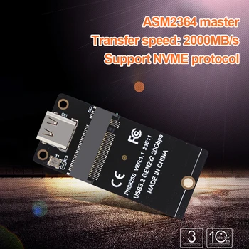 Преобразователь SSD M.2 в Type C USB3.2 Gen2x2 NVME Riser Board Плата преобразования ASM2364 2000 Мбит/с для SSD 2230/42/60/80 Прямая поставка