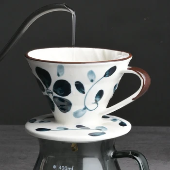 Керамический кофейный фильтр с голубой и белой фарфоровой росписью, креативный бумажный фильтр для фильтрации капель, бытовая чашка для рук