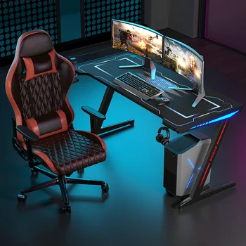 Современные компьютерные столы из углеродного волокна, столы для киберспорта, домашняя мебель, компьютерные столы с RGB подсветкой, креативный игровой стол