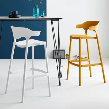 Скандинавский Дизайнерский барный стул, Современный минималистичный барный стул на стойке регистрации, Пластиковые барные стулья, Сложенные в сетку, Красный Изготовленный на заказ Высокий барный стул