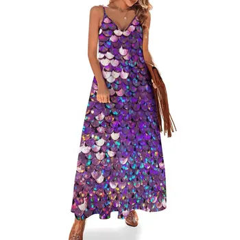 Блестящее фиолетовое платье без рукавов с пайетками, шикарное и элегантное вечернее платье, летнее платье