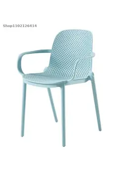Скандинавский пластиковый стул со спинкой простой обеденный стул домашний стул стул для отдыха на открытом воздухе полый кофейный стул утолщенное кресло