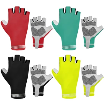 1 пара спортивных велосипедных перчаток, Амортизирующие велосипедные перчатки на полпальца, Дышащие, Светоотражающие, удобные для взрослых, женщин, мужчин