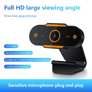 Веб-камера с автофокусом Hd 1080P, веб-камера с микрофоном для прямой трансляции, видеозвонок, домашняя конференция, рабочая мини-камера Cam.