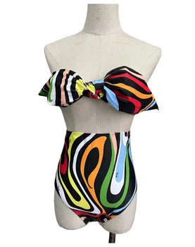 Женский сексуальный купальник Бикини в разноцветную полоску, Европейское сексуальное бикини, модный Новый стиль