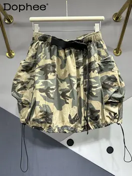 Индивидуальная юбка для спецодежды с эластичным поясом и завязками, женская летняя хлопковая камуфляжная юбка-бутон, повседневная юбка трапециевидной формы с защитой от воздействия
