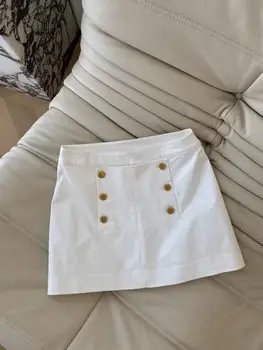Джинсовая юбка двубортного дизайна, Модный темперамент, Приталенная, для похудения, повседневная, универсальная, летняя женская новинка 2023 года, горячая