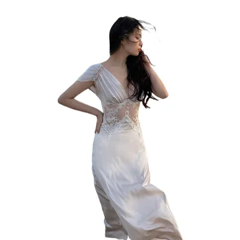Сексуальное и Элегантное Платье Pure Desire Goddess Fan Xiaozhong Потрясающая Юбка High Sense Slim Fit Длинное Платье
