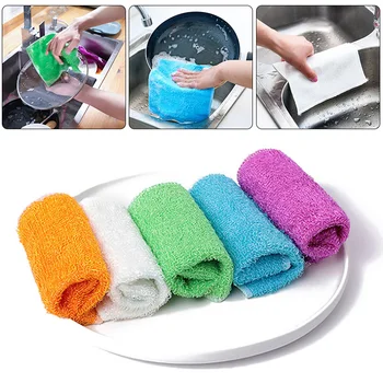 Салфетка для мытья посуды из бамбукового волокна, Высокоэффективное полотенце для очистки от жира, полотенце для мытья посуды, Волшебная кухонная тряпка для уборки, инструмент для чистки