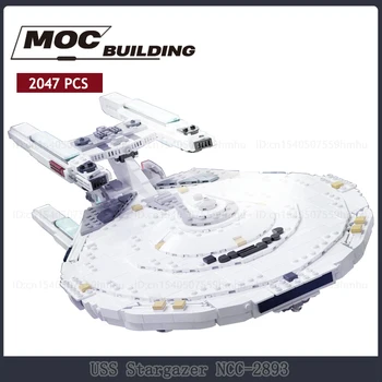 Space MOC Строительные блоки USS Stargazer NCC-2893 Технологические кирпичи Модель шаттла Научные Творческие игрушки Коллекция подарков для показа