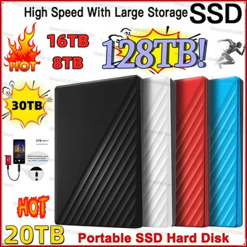 Портативный 100% Оригинальный SSD 64 ТБ 2 ТБ Жесткий диск 1 ТБ 4 ТБ 16 ТБ Внешний SSD Жесткий Диск Типа C USB3.1 Жесткий диск USB Флэш-накопитель
