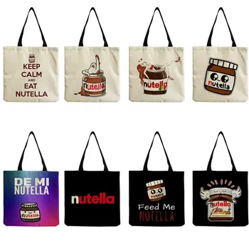 Женская сумочка, простая вместительная сумка для хранения, портативная дорожная повседневная женская сумка для покупок с принтом Nutella, сумка через плечо