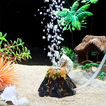 Креативный камень из смолы с воздушными пузырями, Аквариум, кислородный насос в форме вулкана, Аквариум с рыбками, Пейзажный Орнамент, Декор для воздушного насоса, Аэратор