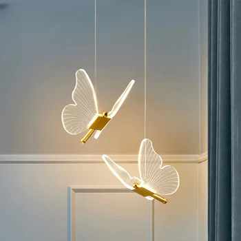 Светодиодные подвесные светильники Butterfly Nordic для внутреннего освещения Подвесная лампа для гостиной Обеденный стол Украшение прикроватной тумбочки Подвесной светильник