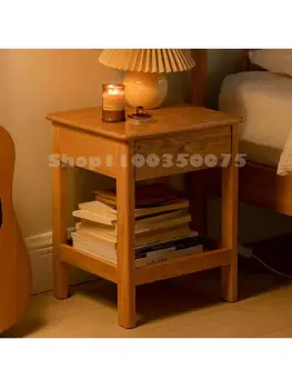 Прикроватная тумбочка из массива дерева Visha, небольшой квадратный прикроватный шкафчик из дуба в скандинавском стиле, современная простая мебель для спальни
