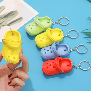 1ШТ Милый 3D мини-брелок для обуви EVA Beach Hole Little Croc, брелок для обуви, аксессуары для подарочной сумки для девочек, брелок для ключей с плавающей цепочкой для ключей, шарм