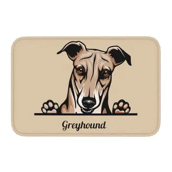 Коврик для входной двери Peeking Dog Greyhound Противоскользящий Наружный Водонепроницаемый Коврик для домашних животных с мультяшным рисунком, коврик для входа в ванную комнату, ковер