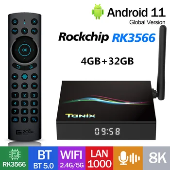 Tanix TX66 Smart TV Box Android11 RK3566 1000LAN 4 ГБ 32 ГБ H.265 AV1 BT5.0 2,4 G и 5G Wifi 8K HD медиаплеер телеприставка PK HK1 X4S