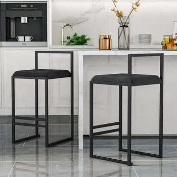 Дизайнерский Высокий барный стул Черная стойка Кухня Гостиная Роскошный Обеденный стул Современная Металлическая Стильная Барная мебель для дома