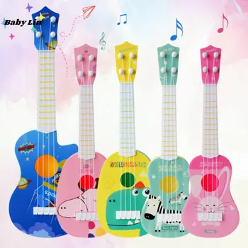 Мини-Четырехструнная Гавайская гитара Музыкальный Инструмент Для детей Развивающие Игрушки для детей Игрушка для раннего интеллектуального развития